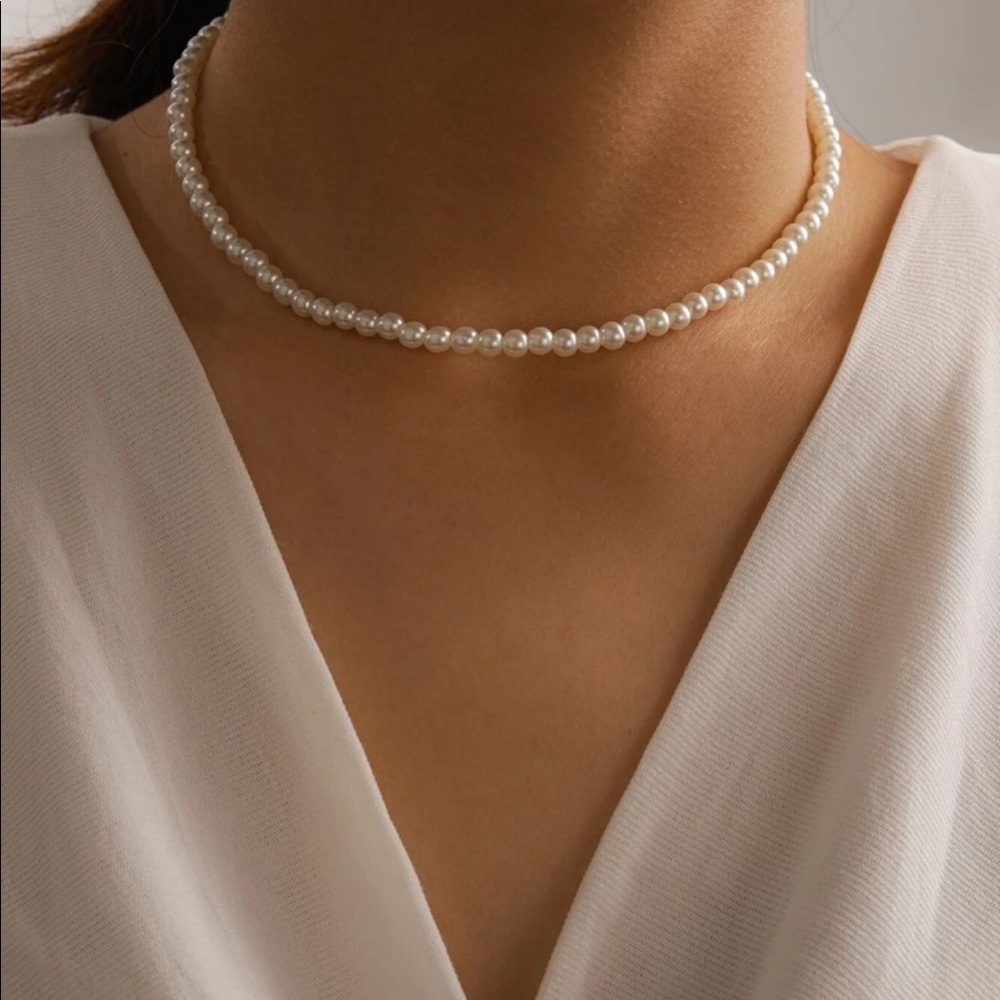 Faux pearl necklace